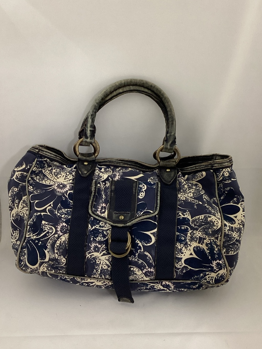 Marc by Marc Jacobs Navy /Cream Floral Canvas Tote with Dual Leather Straps